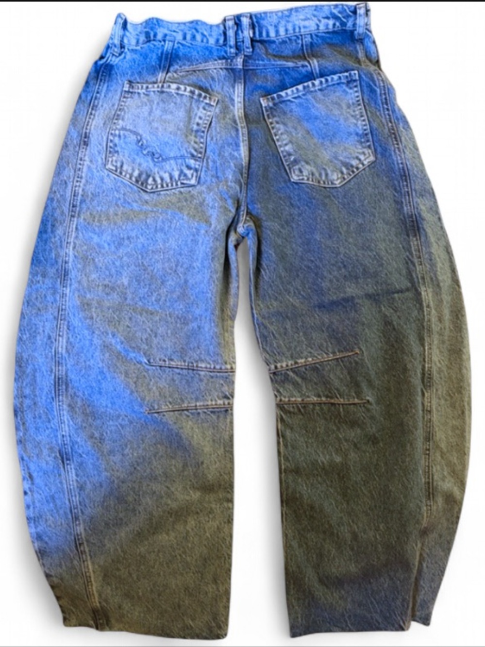 FreePeople Sample WeTheFree GoodLuckBarrel Jeans Two Tone Denim Wide Leg Boho - Picture 5 of 5